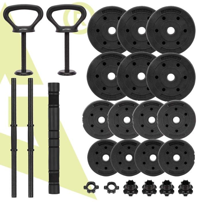 Haltères réglables - SPRINGOS - 30 kg - Kit musculation - Compact - Universel