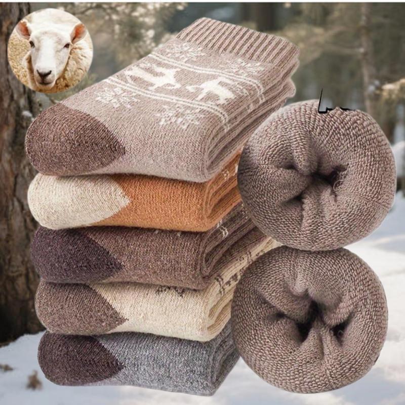 5Pairs Winter Thicken Wool Socks Warm Snow Men Socks Outdoor Sports Socks Christmas  Socks