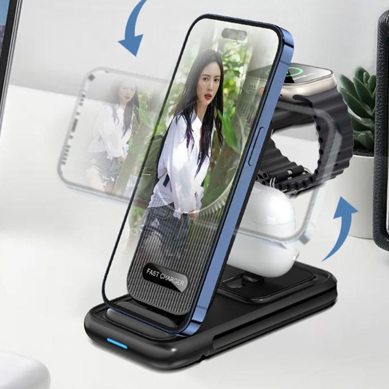 Multiple Gadget Energy Hub Simultaneous Wireless Energy Foldable Compact Designs For Smartphones Smartwatches Earphones