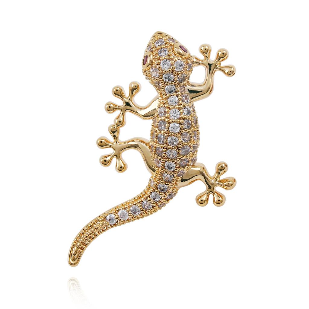 Fashion Gecko Zircon-Inlaid Men's & Women's High-Grade Brooch Corsage with Anti-Exposure Buckle