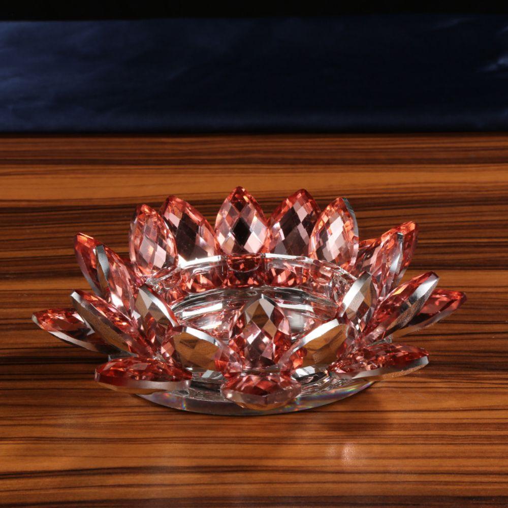 Thicken Lotus Candle Holder Colorful Crystal Lotus Candlestick Wedding Party Decor