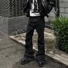 DRIPX Schwarz Kleber Beschichtet Bootcut für Herren und Damen Gerade Baggy Lässige Schlaghosen Übergroß Locker Denim Hosen
