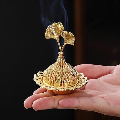 Decorative Alloy Metal Incense Burner Retro Gold Mini Censer Holder Star Moon Pattern Hollow Out Incense Stove Living Room