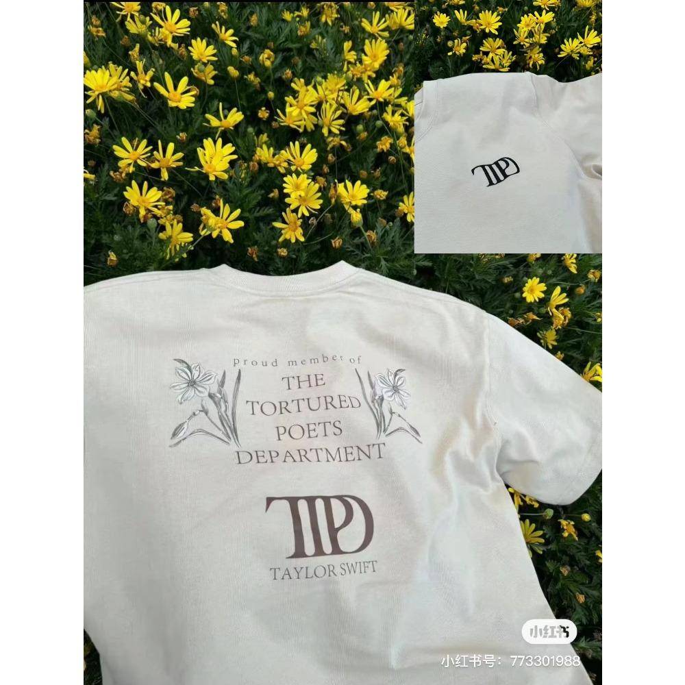 

Taylor s TTPD Version Vintage Music Album Cover Print T-Shirt Short-sleeved Top Loose O-neck Y2k Woman Clothing Hip Hop Harajuku M