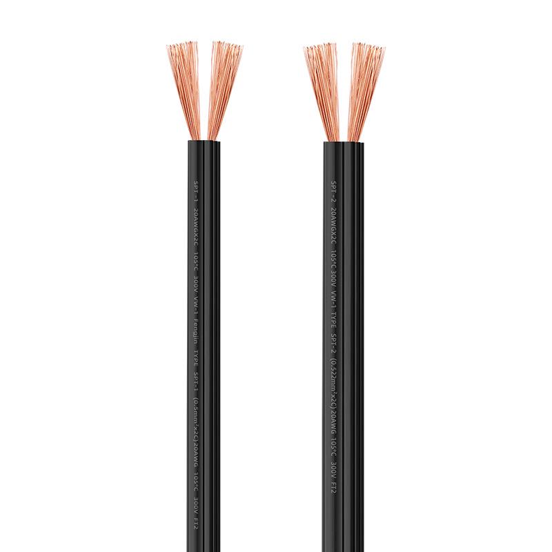 SPT Electronic & Lighting Wire Extension: Black Parallel Stranded Automotive Cord