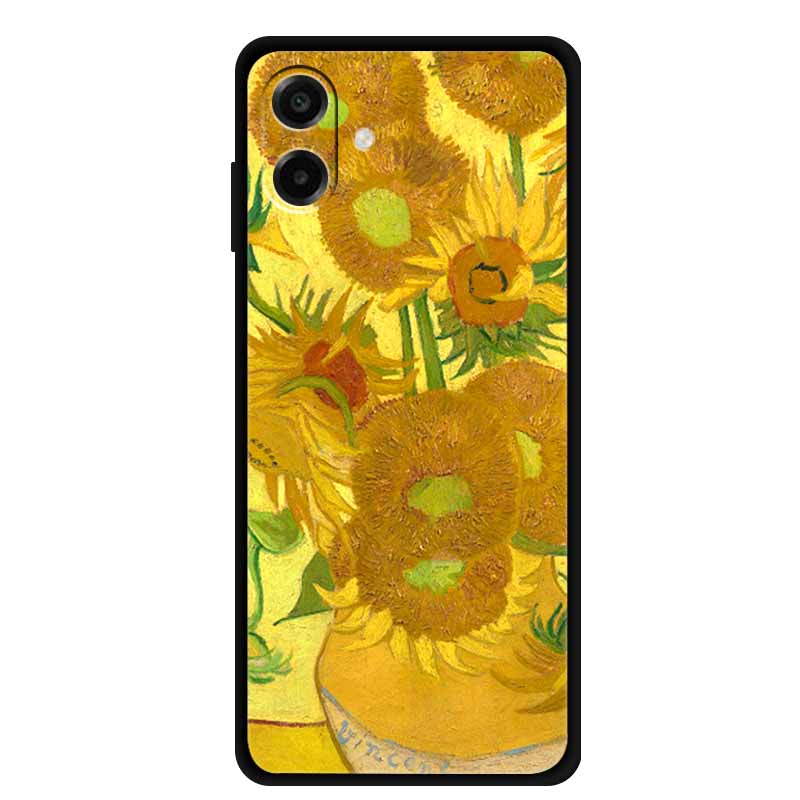 3D Silicone Case For Samsung Galaxy A07 4G Case Relief Emboss Flowers Black Soft Back Cover Coques For Samsung Galaxy A17 Cases