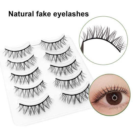 

5 Pairs/Box False Eyelashes Comfortable Perfect Fitting Fiber Sharpened Makeup Extensions Eye Lashes for Dressing Room чёрный