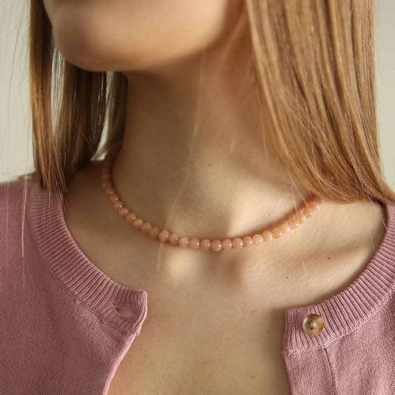 Less is more peach monstone necklace