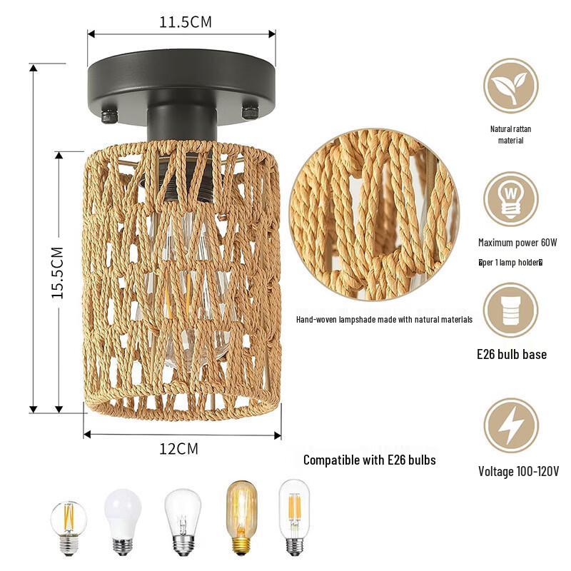 Oeny Woven Rope Single Head Ceiling Light