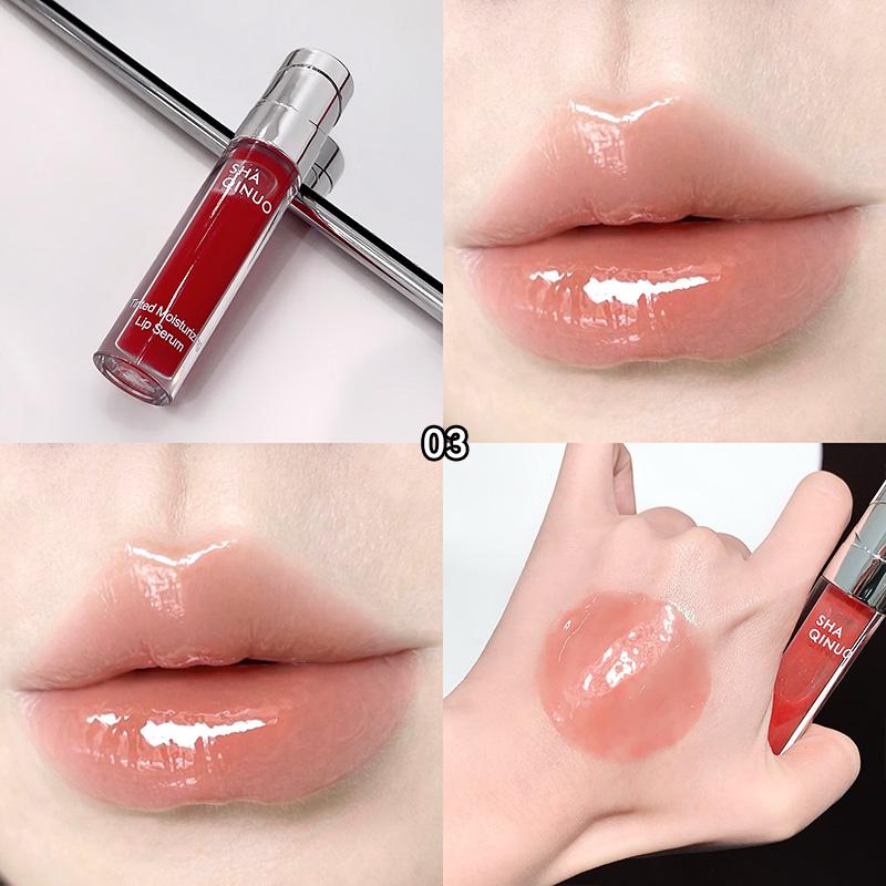 SHAQINUO Tinted Lip Serum 2.6g Deep Moisturizing Hydrating Tinted Lip Gloss Watery Glossy Mirror Finish Natural Nude Makeup