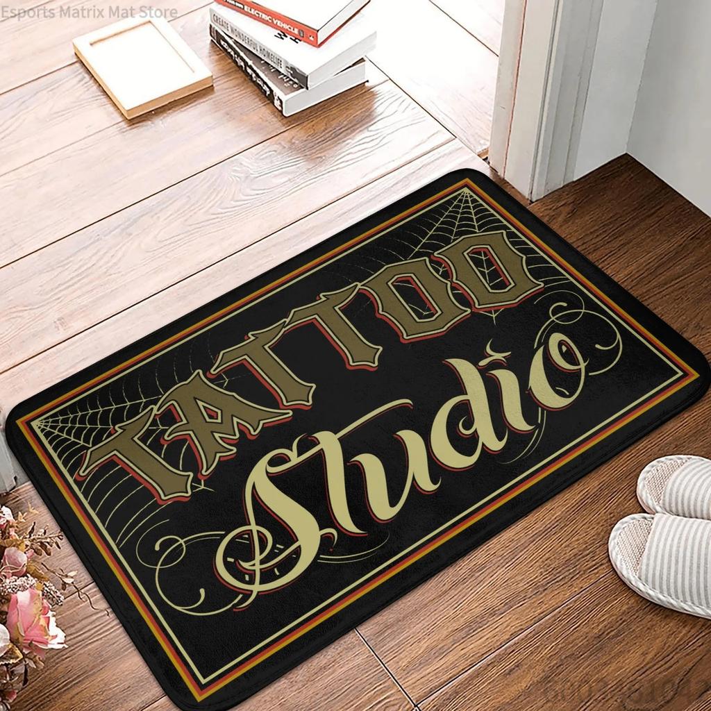 Tattoo Shop Graphic Print Soft Non-slip Washable Welcome Doormat Indoor Entrance Porch Tattoo Studio Artist Rug Carpet Decor