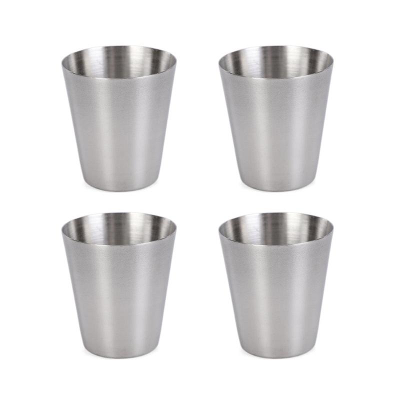 

Set Of 4 Small Stainless Steel Drinkware for Outdoor and Parties Easy To Carry and Store Shot Glasses Drinking Cups 1