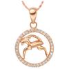 Rose Gold Color Twelve Constellations Zircon Pendant Necklace Female Jewelry