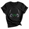 Vintage Electro DJ Womens Music 100% Cotton T-shirt Mens Tees Top With Headphones Top Party Vinyl Girl Tee