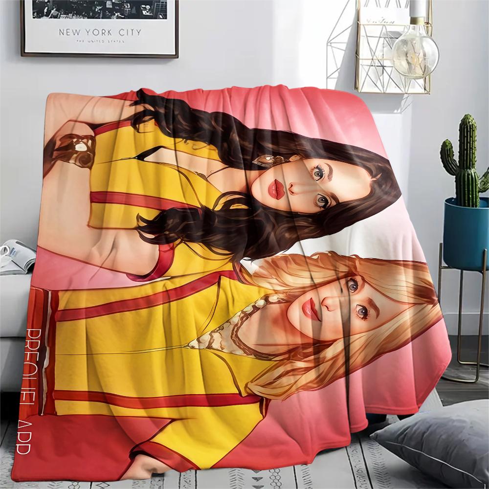 1PC 2 Broke American Sitcom Print Flannel Blanket, High quality All Seasons, Home Decor, Warmth and Comfort, Perfect for Christmas Gifts