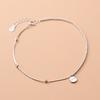 Fashion Simple 925 Sterling Silver Snake Chain Round Lucky Letter Charm Anklet Foot Jewelry for Women Girls
