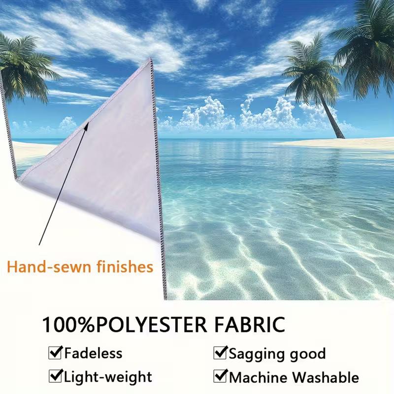 Tropical Beach Ocean Tapestry, Palm Tree Seascape Background Cloth, Summer Wall Decor