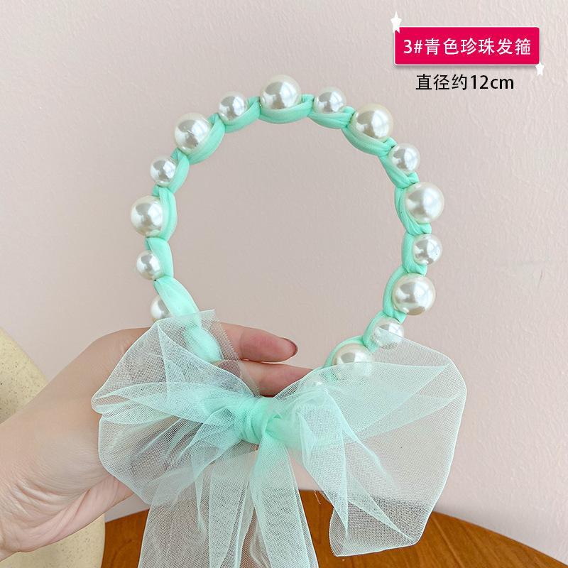 1 Pcs Pearl Hair Headband French Fairy Forest Style Ribbon Hair Accessory Women's Tied Hair Headband New Model