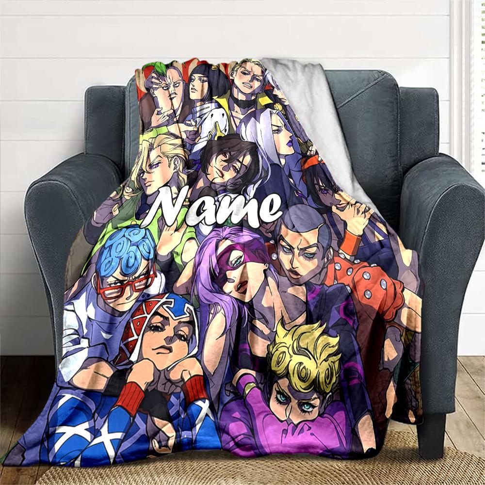 Customiz Name Personality JoJo's Bizarre Adventure Blanket Soft &Warm Sofa Office Bed Travel Lunch Break Blanket, Gift Suitable All Seasons