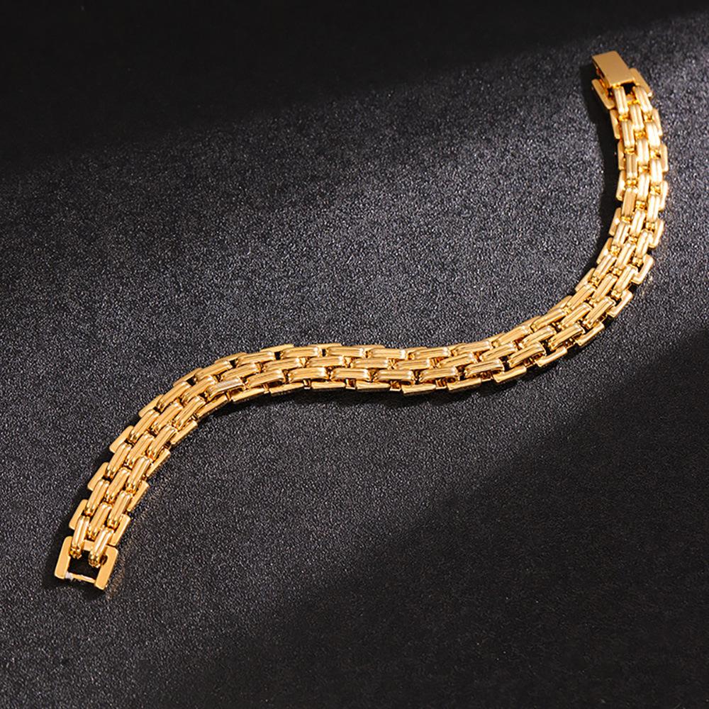 Titanium Steel Bracelet for Men Stainless Steel Hip Hop Streetwear Trendy Minimalist Fashion Jewelry Accessories золотистый