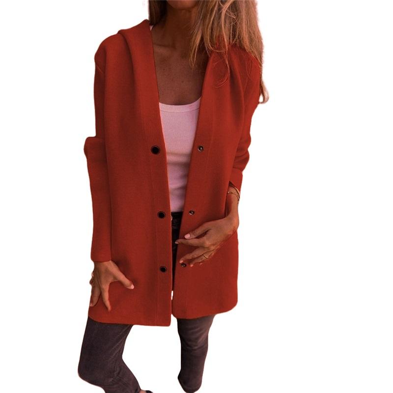 Solid Color Casual Single-breasted Hooded Jacket Jacket