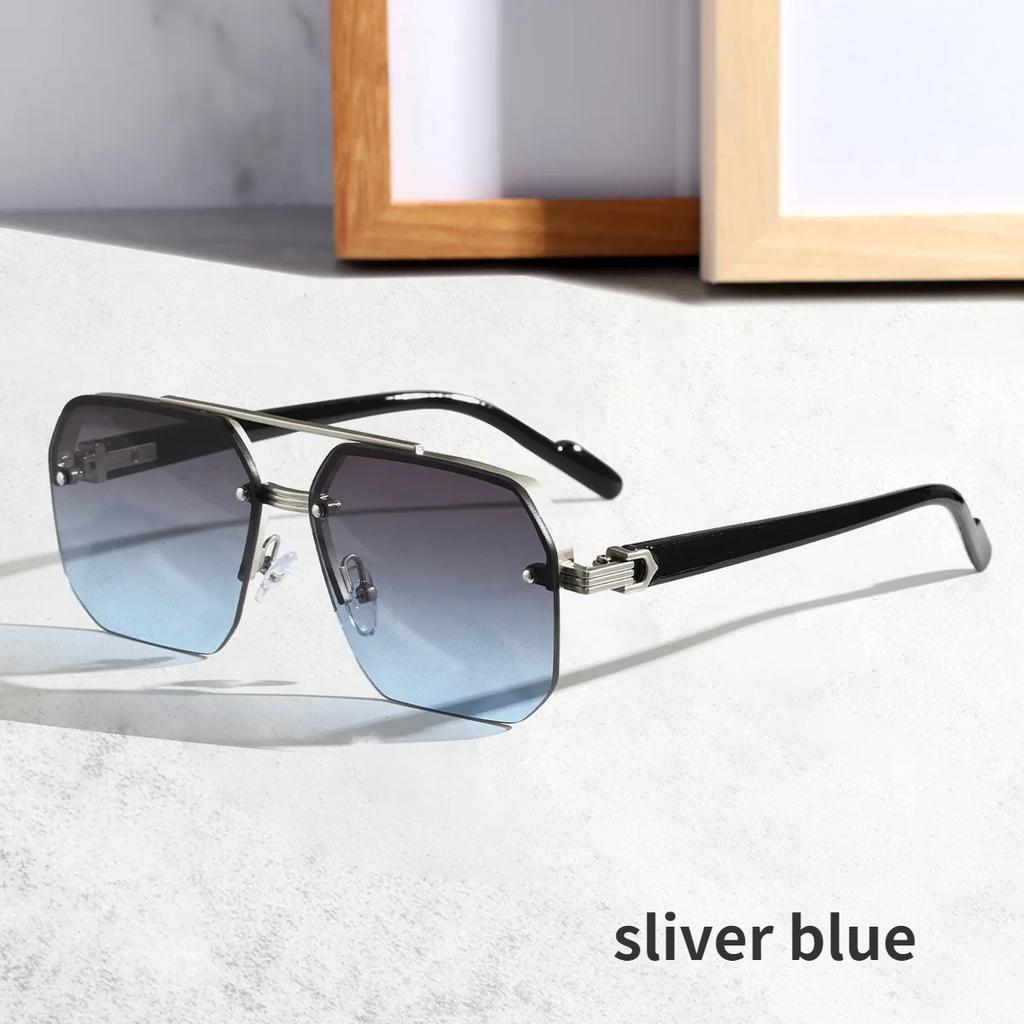 Travel Driving UV Resistant Sunglasses Frameless Sunglasses for Men Personalized Square Small Half Frame Sunglasses