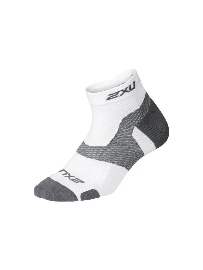 [2XU] Unisex Vector Light Cushion 1/4 Crew Socks White_UA5047EWHT-GRY