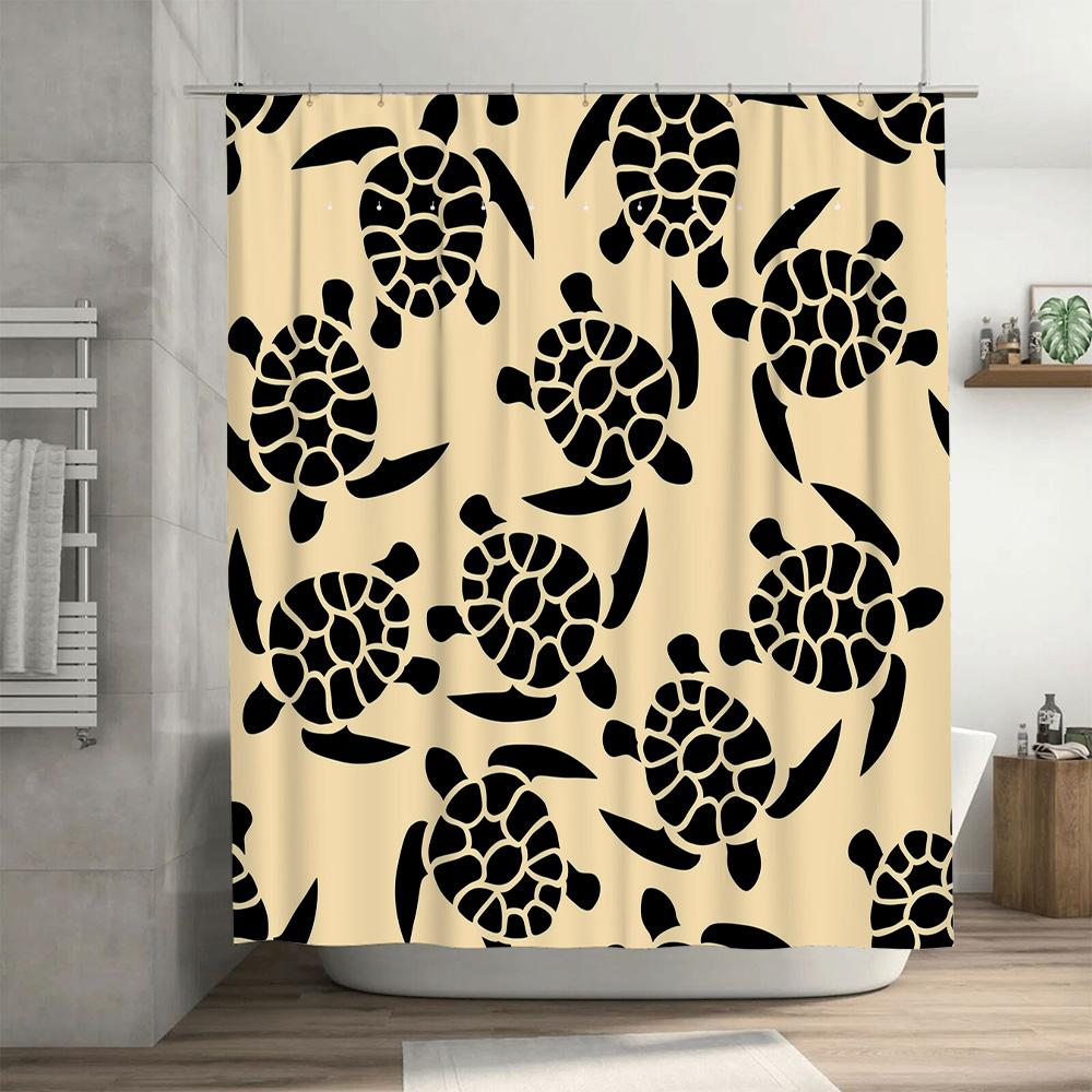 Seascape Turtle Pattern Shower Curtain Waterproof Fabric Decorative Liner for Bathrooms In Multiple Sizes