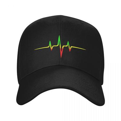 Custom Classic Heartbeat Jamaica Reggae Music Pulse Baseball Cap for Men Women Adjustable Dad Hat Outdoor Snapback Caps