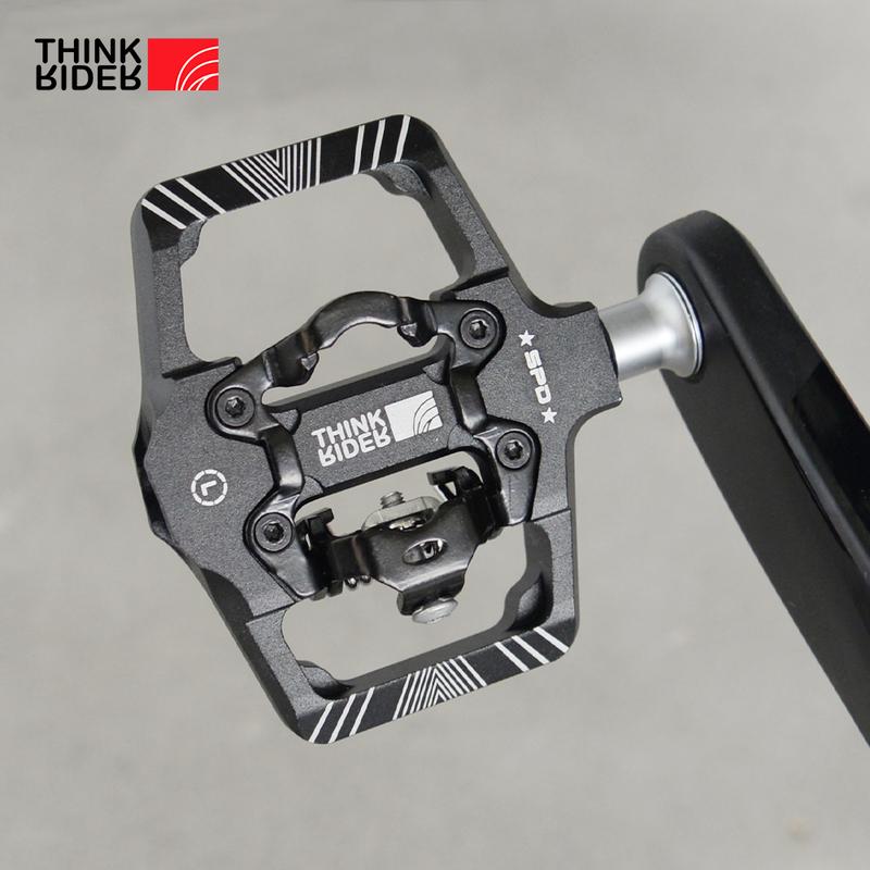 ThinkRider Bicycle Lock Pedal 2 In 1 With Free Cleat For SPD System MTB Road Aluminum Anti-slip Sealed Bearing Lock Accessories