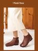 2025 Autumn/Winter Vintage Woven Cowhide Ankle Boots: Genuine Leather, Thick Sole, Zipper, Handmade Women's Fashion