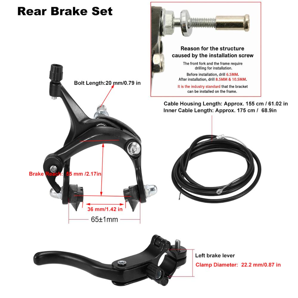 Easy Installation Bicycle Caliper Brake Set Black Fixie Bike Brake Set  Cycling Repair Shop