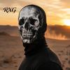 Elastic Dustproof Sports Hood Skull Print Halloween Balaclava, Breathable Mesh Full Face Mask with Impactful Visual Cosplay Gear 3D Print, UV