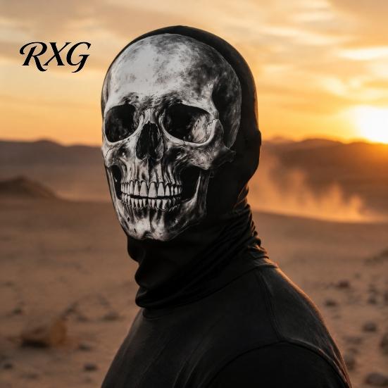 Elastic Dustproof Sports Hood Skull Print Halloween Balaclava, Breathable Mesh Full Face Mask with Impactful Visual Cosplay Gear 3D Print, UV