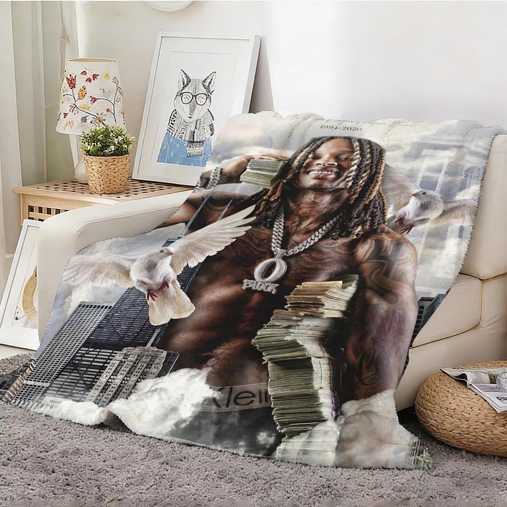 King Rapper Von Throw Lightweight 240G Flannel Blanket Soft Skin-Friendly For Summer Cooling