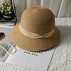 Contrasting color straw fashion bucket hat women's spring summer vacation sunscreen visor temperament elegant new basin hat