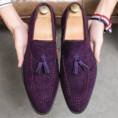Mocassini con nappine Moda Nuovi Scarpe Eleganti Casual da Uomo Viola Blu Appuntite Scarpe da Sposa Scarpe da Ballo Zapatos Hombre