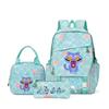 3 Piece School Backpack Set for Students Large Capacity Oxford Cloth Schoolbag with Shoulder Strap and Pencil Case