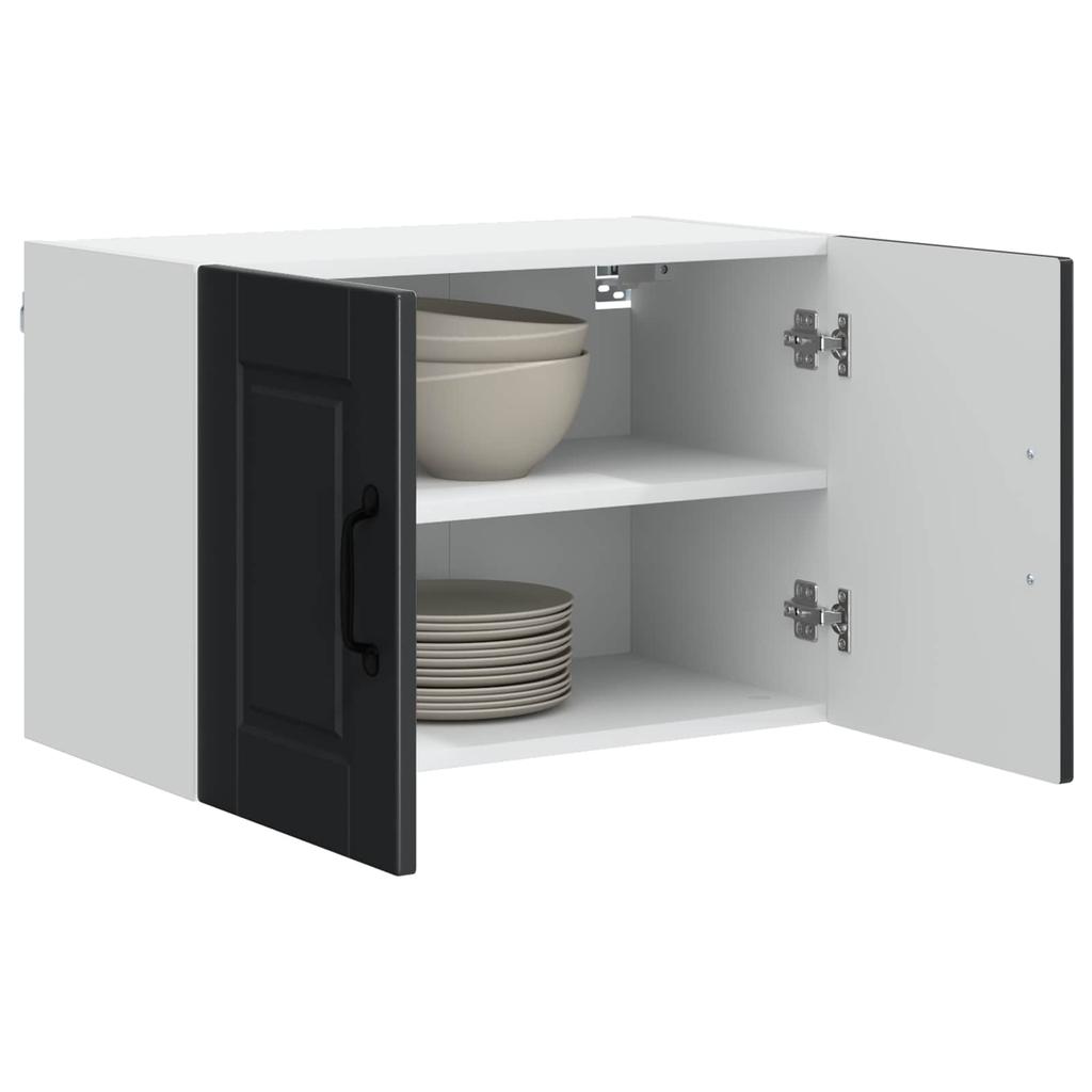 Wall Cabinet PORTO 2 pcs Black Engineered Wood