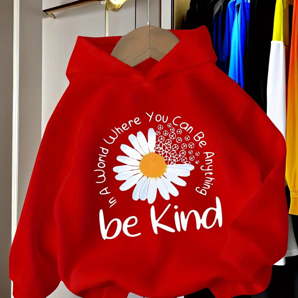 Girls' Casual Fashion Hooded Sweatshirt, Sports Sweatshirt with Print