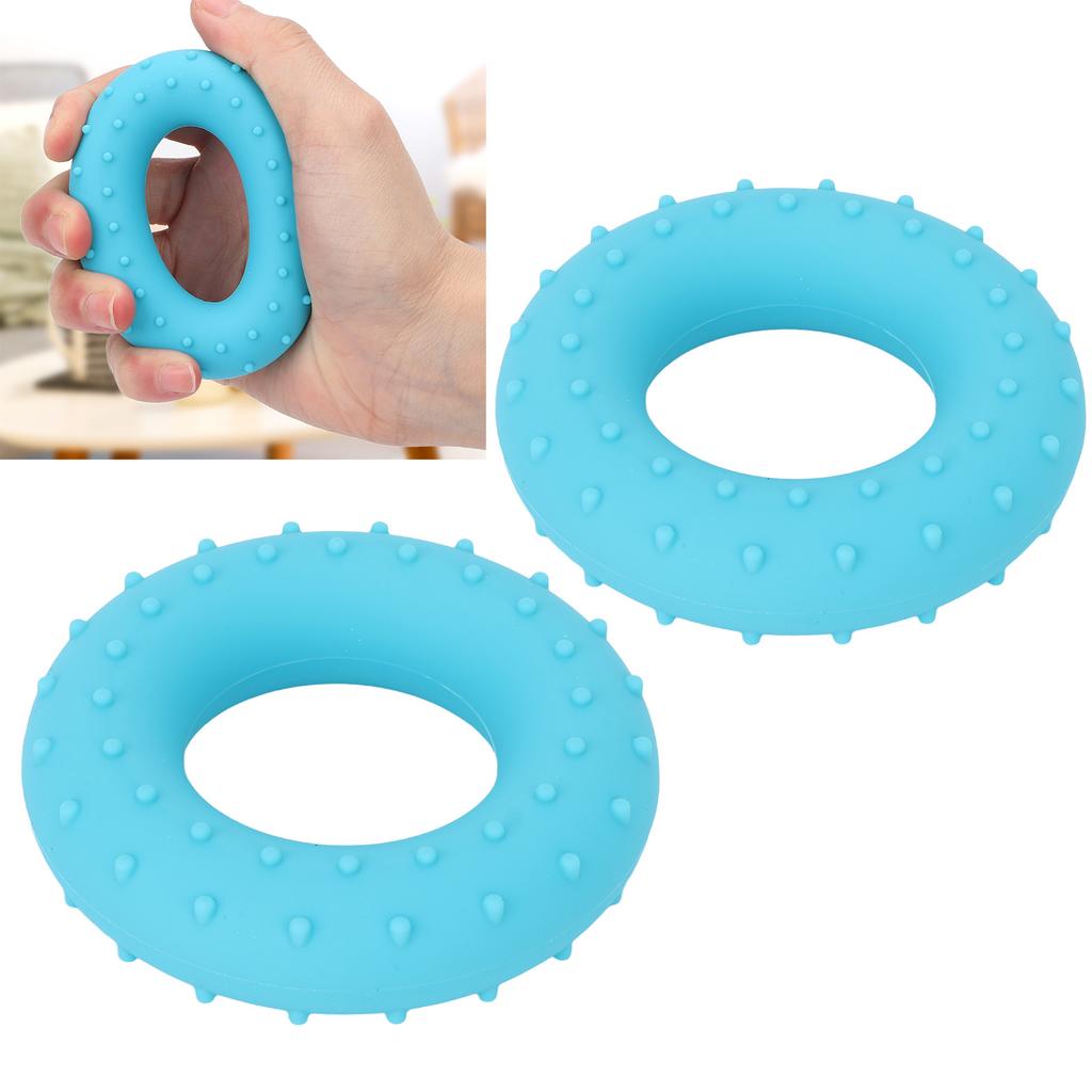 2pcs Hand Grip Strengthener Silicone O Type Finger Exerciser Ring for Muscle Training Recovery Blue 40lb