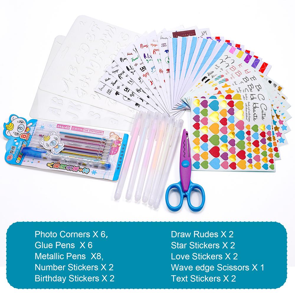 

Album DIY Accessories stickers corner stickers drawing board scissors Colored pens (6pcs pen cap style glue pens mixed colors) other