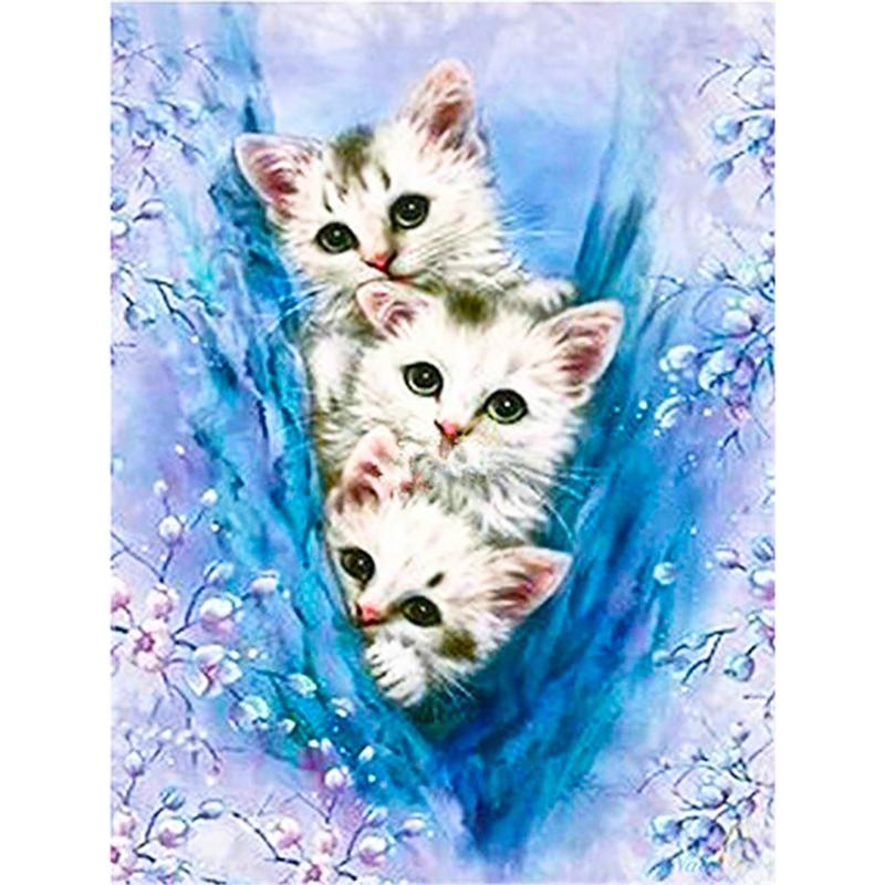 DIY 5D Diamond Painting Full Round Drill Lovely Cat Diamond Art Embroidery Animal Cross Stitch Rhinestone Home Decor Gift