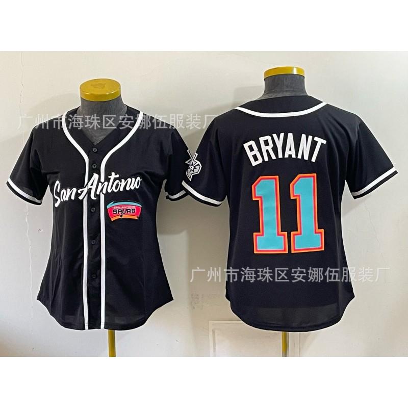 2026 Spurs 5 11 Print Baseball Cardigan Women Short Sleeve Embroidery Team Sports Top