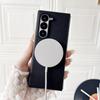 Pebbled Plain Leather Red Thin Circle Magnetic Case For Samsung Z Fold 7 fold7 Fold 6 Galaxy Z Fold 6 5 Camera protect Cover