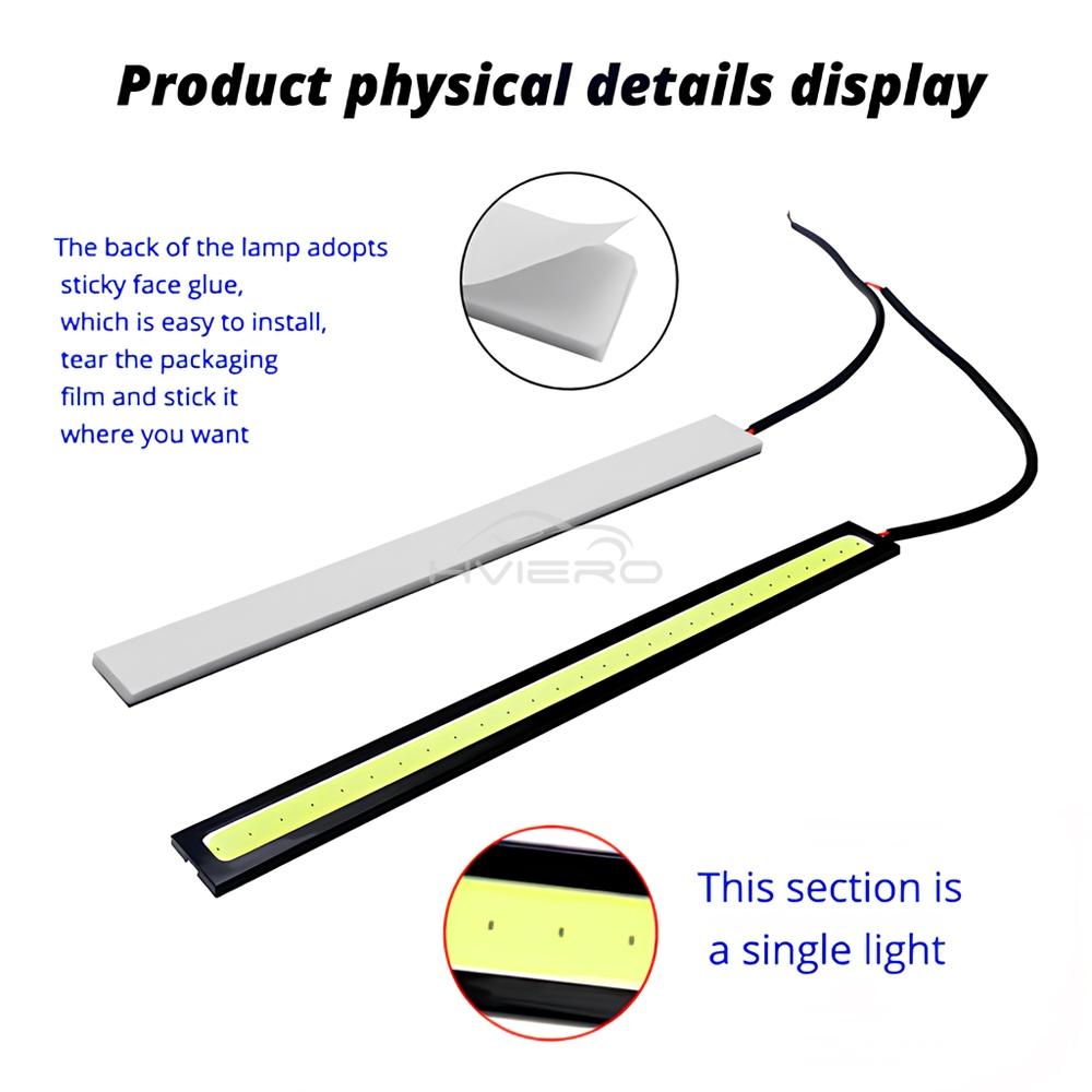 1pcs 17CM 1Row White Blue COB DRL Daytime Running Light Led 12V Ultra Bright Day Turn Signal Parking Fog Lamp Bar Car Motorcycle