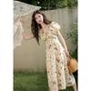 Women's French Floral V-Neck Maxi Dress