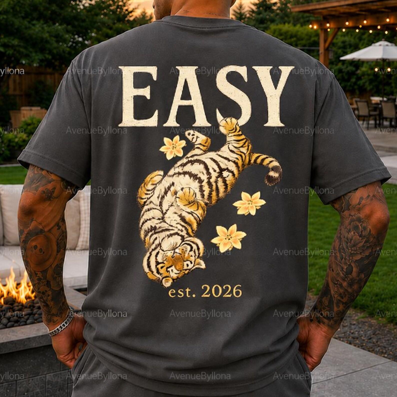 Easy Tiger Comfort Colors T-Shirt, Vintage Distressed Tiger Shirt, Tiger Tee, Tiger day shirt, Tiger Dad Shirt, Tiger Graphic Tee 3XL