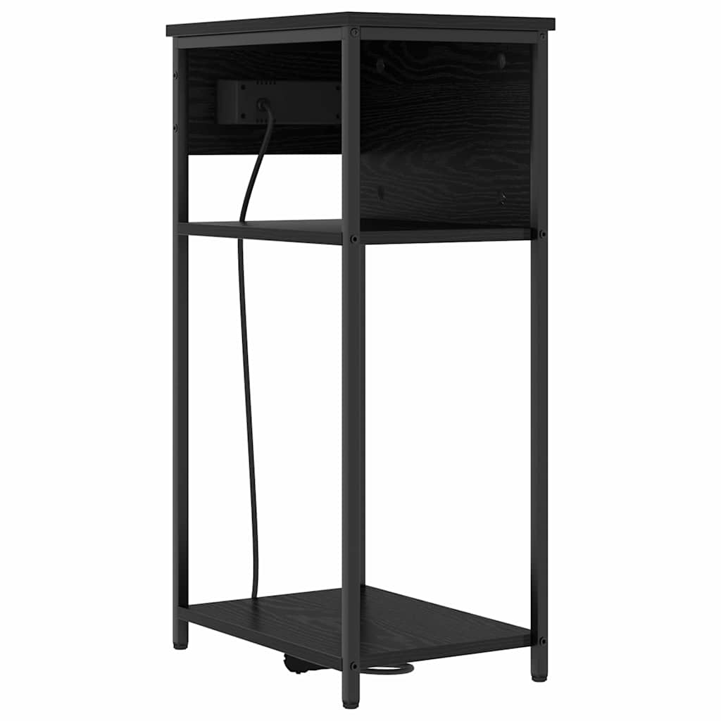 Nightstand Black Oak Look 41 X 28 X 76 Cm Engineered Wood