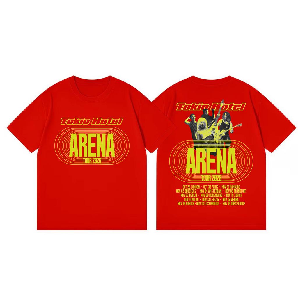 Rock Band Tokio Hotel Arena Tour 2026 TShirts Unisex Unisex Fashion Vintage Short Sleeve TShirt Summer High Quality Cotton T Shirt